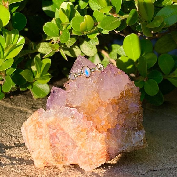 Melissa Joy Manning horseshoe 14k semi-precious stones trinity ring - Picture 10 of 13